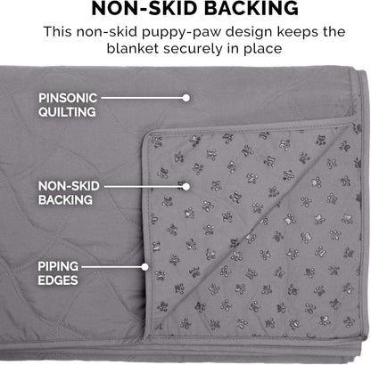 FurHaven Waterproof Blanket & Furniture Protector Cover with Non-Slip Backing, Machine Washable, Jumbo/King, Quilted Twill, Gray