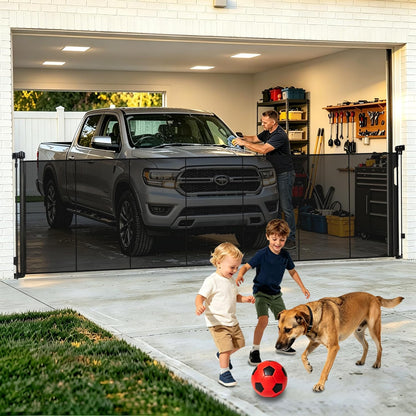 240'' Extra Wide Retractable Baby Gates for Large Opening, 42" Tall Retractable Dog Pet Gate with Support Rods, Long Mesh Screen Child Safety Gate for Garage Doorways Deck Stairs Yard Outdoor Indoor