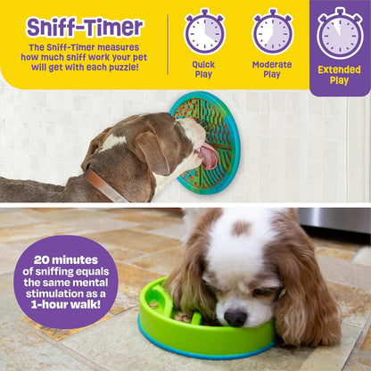 Brightkins Circle Slow Feeder and Lick Mat, Outdoor Puzzle Board, Interactive Dog Toys, Dog Birthday, Enrichment Bowls, Puppy Teething and Chewing, Stimulating Automatic Feeder