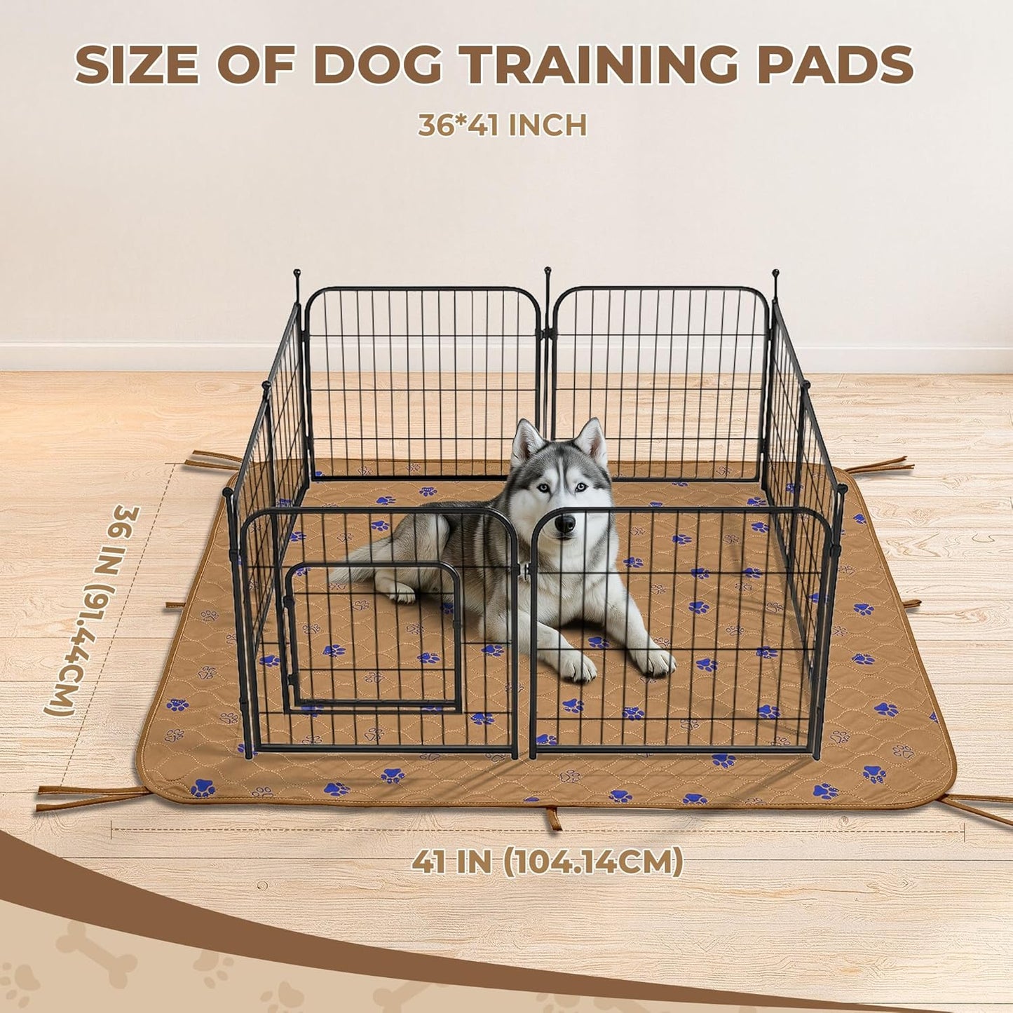 Fostanfly Washable Pee Pads for Dogs, 2 Pack Large 36"x41" Ultra-Absorbent and Leak-Proof Non-Slip Reusable Potty Training Pads for Dogs, Cats, Puppy, Potty Training of Add 8 Lanyards