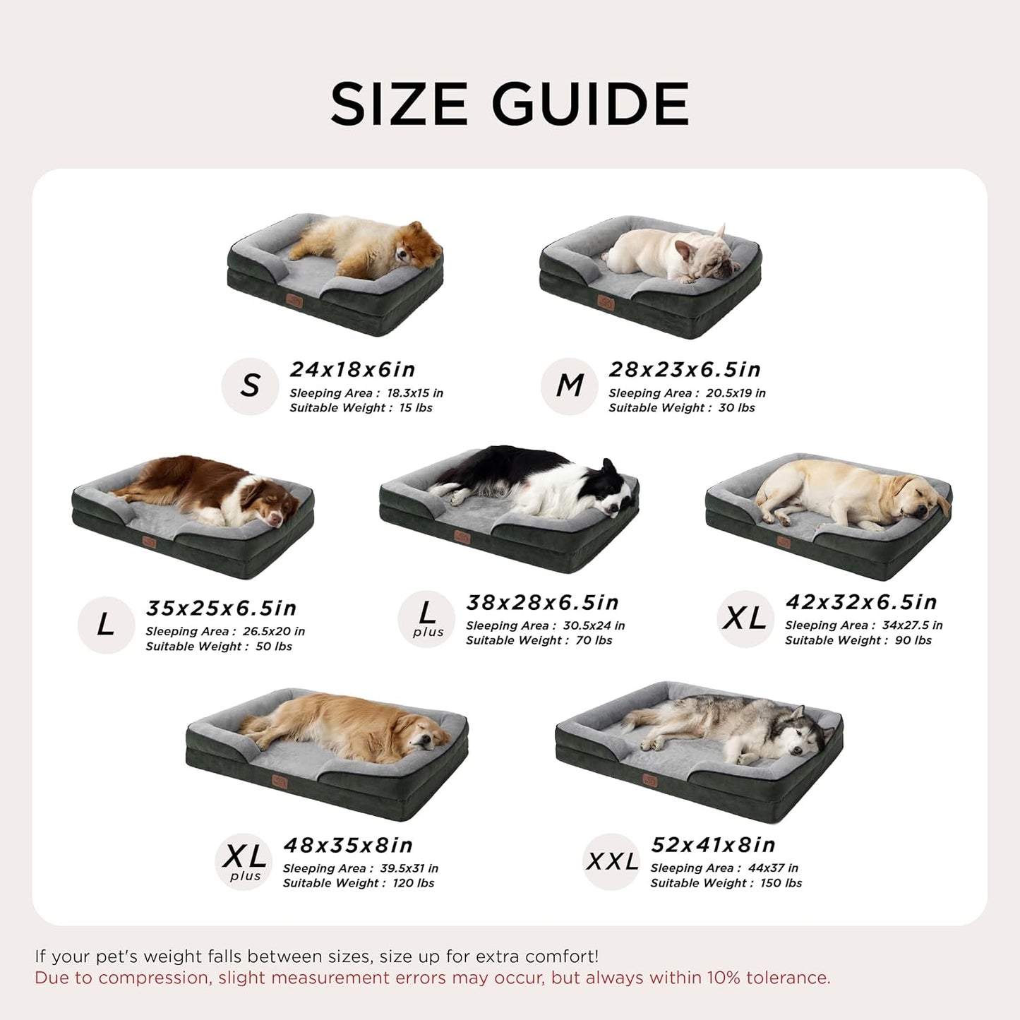 Bedsure Orthopedic Dog Bed Medium Size Dogs - Washable Small Medium Dog Cat Bed Waterproof, Comfort Cats Couch Sofa with Washable Removable Cover, Pets Bed with Nonskid Bottom, Grey, 28"