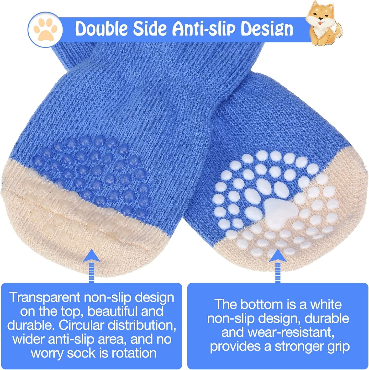 SCENEREAL 6Pcs Anti Slip Dog Socks to Prevent Licking Paws for Hot/Cold Pavement, Dog Grippy Socks for Hardwood Floors, Dog Shoes for Boots & Paw Protectors for Puppy Small Medium Large Senior Dogs