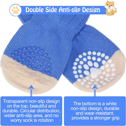 SCENEREAL 6Pcs Anti Slip Dog Socks to Prevent Licking Paws for Hot/Cold Pavement, Dog Grippy Socks for Hardwood Floors, Dog Shoes for Boots & Paw Protectors for Puppy Small Medium Large Senior Dogs