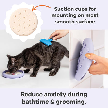 Awoo Lick Dish - Silicone Lick Mat + Slow Feeder for Cats & Small Dogs - Non-Slip Design with Suction Cups - Dishwasher Safe, Extends Mealtime, Reduces Anxiety (Periwinkle)