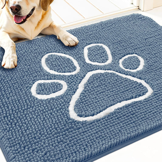 OLANLY Dog Door Mat for Muddy Paws 30x20, Absorbs Moisture and Dirt, Absorbent Non-Slip Washable Doormat, Quick Dry Chenille Mud Mat for Dogs, Entry Indoor Entryway Carpet for Inside Floor, Grey - Colors B