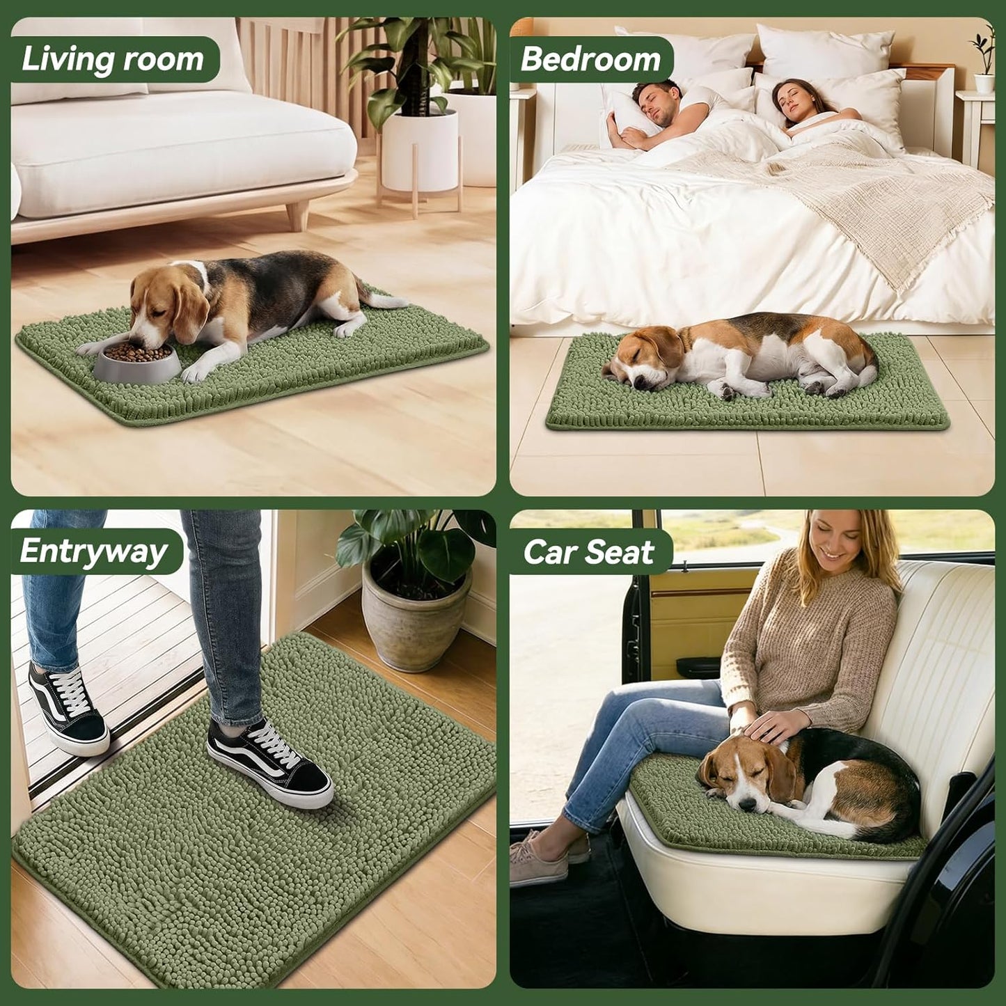 Bcoimo Super Absorbent Dog Door Mat, 30"*20" Anti Slip Mat for Muddy Paws, Pet Rugs for Dirty Paws Washable that Absorbs Moisture and Dirt, for Dog Cage and Pet Resting Carpet