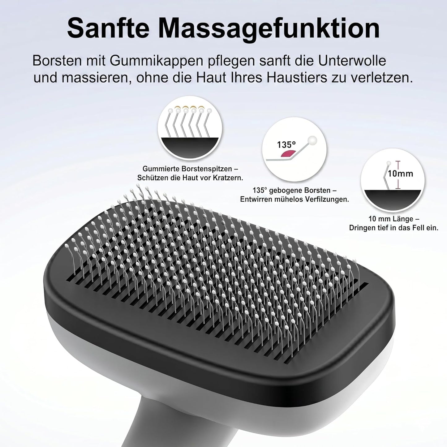 One-Button Self Cleaning Pet Brush for Dogs & Cats, Skin-Friendly Detangling & Shedding Tool for Long and Short Hair, Retractable Grooming Comb, Purple