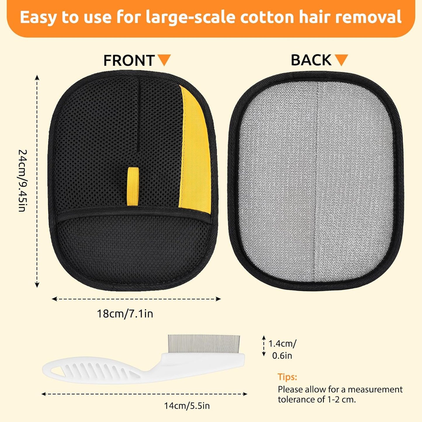 SAWMONG Pet Hair Removal Glove, 2Pcs Cat & Dog Reusable Pet Hair Remover Gloves New Upgrade, Grooming Pet Hair Remover Tool, Alternative to Lint Rollers
