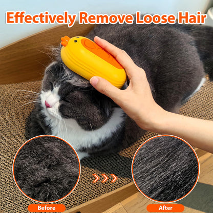 Double-Sided Pet Deshedding Dematting Comb & Steam Brush with 2 Spray Levels, Extra-Wide Detangling Undercoat Rake for Long-Hair Dogs & Cats Matted Fur, Knots, Rechargeable Grooming & Massage Tool