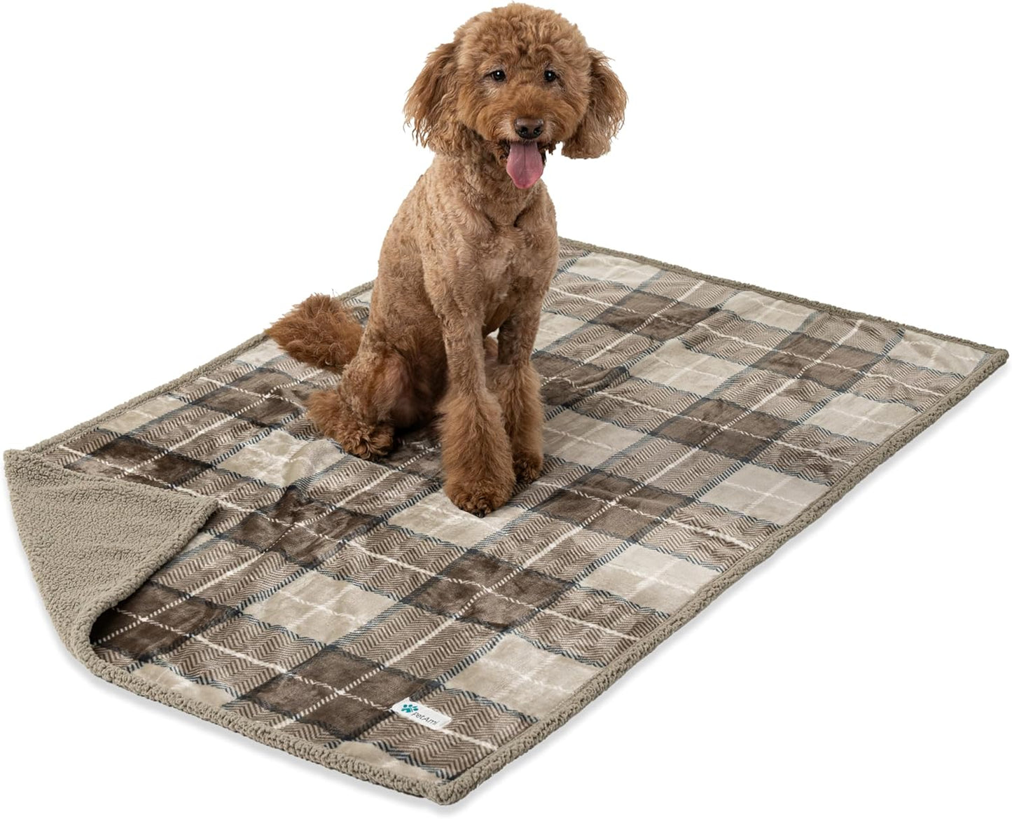 PetAmi Waterproof Dog Blanket for Couch, Large 60x40, Pee Proof Sherpa Fleece Reversible Pet Throw, Furniture Protector for Bed Sofa Kennel, Soft Washable Cover for Medium Dogs Cats, Grey Sherpa