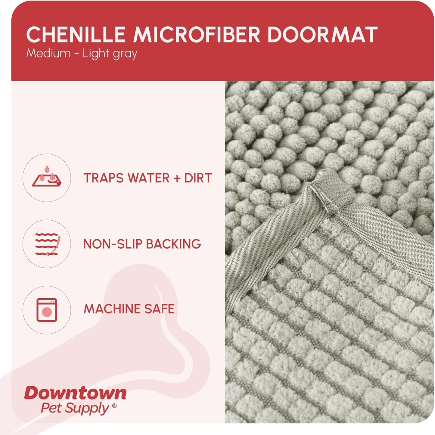 My Doggy Place Dog Mud Mat, 36"x26" Ash – Thick Microfiber Entry Rug for Snow, Mud & Salt – Absorbent, Quick-Dry, Washer-Safe & Non-Slip, Large