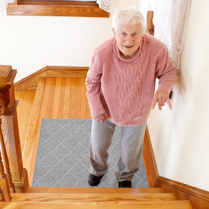 COSY HOMEER Edging Stair Treads Non-Slip Carpet Mat 28inX9in Indoor Stair Runners for Wooden Steps, Edging Stair Rugs for Kids and Dogs, 100% Polyester TPE Backing (7pc, Beige)