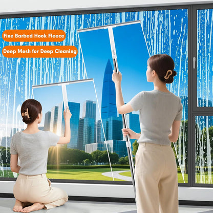 Rubber Squeegee Broom for Floor,62" Long Handle Window Squeegee, Silicone Pet Hair Remover,Magic Squeegee Broom for Indoor Cleaning,Cleans Glass, Hair, fine dust, Liquids, Suitable Smooth Floors, Rugs