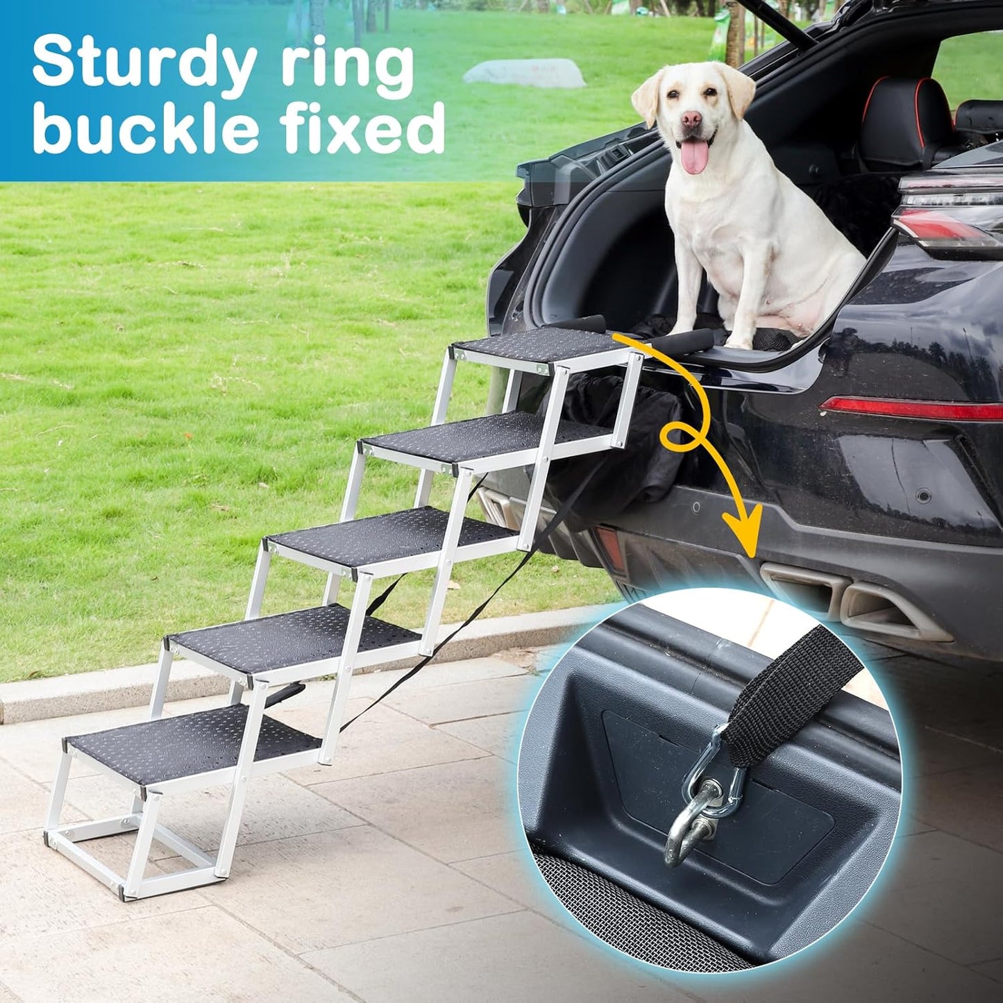 Uross Dog Ramp for Car 71" Long- Collapsible Pet Ramps for Large Dogs SUV Truck Folding Outdoor Dog Ramp for Porch Steps
