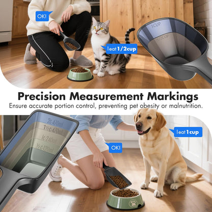 Food Scoop, Cup Capacity Dog Food Scooper With Measuring Lines For Dog, Puppy and Cat Coffee Bean Scoop, Flour Scoop 2 Pack (Grey)