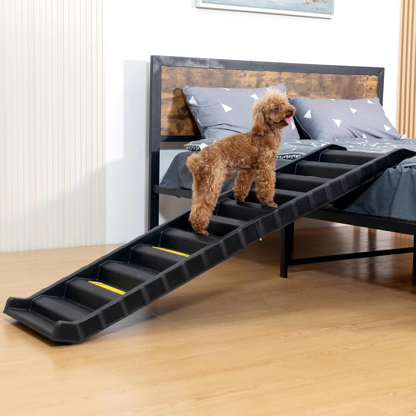 COZIWOW Portable Dog Car Ramps 61" L Folding High Traction Pet Stairs for Vehicles,SUV/Truck,Lightweight Ladder Ramp for Dogs Old Cats to High Bed,Couch-Easy Storage,Supports up to 165lb