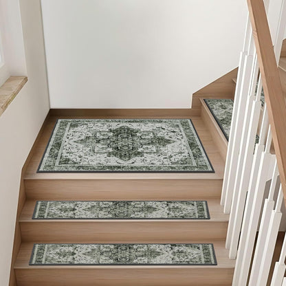 Non-Slip Stair Treads for Wooden Steps 15pcs,8"x30" Stair Carpet Treads for Indoor Use,Peel and Stick Stair Runners,Washable Reusable Adhesive Backing,Pet-Friendly Stair Capet for Kids,Elders,Dogs