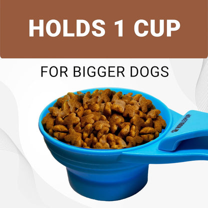 MeasureMate Pet Food Scoops with Bag Clip for Dog and Cat - 3-in-1 Multi-Function Collapsible Food Measuring Cup - 1 Cup Capacity, 8oz, Green - Dishwasher Safe