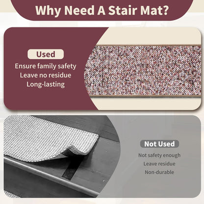 Non-Slip Stair Treads for Wooden Steps 15pcs,8"x30" Stair Carpet Treads for Indoor Use,Peel and Stick Stair Runners,Washable Reusable Adhesive Backing,Pet-Friendly Stair Capet for Kids,Elders,Dogs