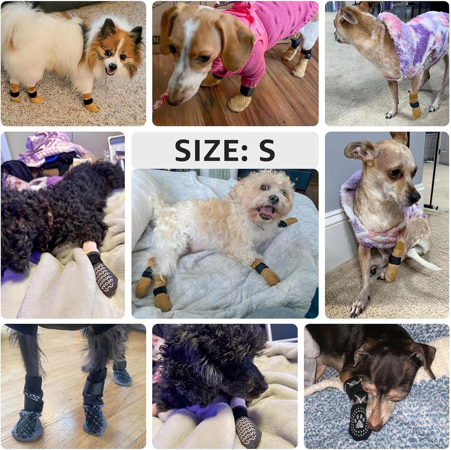BEAUTYZOO Dog Socks to Prevent Licking Paws -Dog Shoes for Hot Pavement & Hardwood Floors Anti Slip, Traction Control Boots & Paw Protectors with Double Side Grips for Small Medium Large Senior Dogs