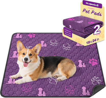 WanpeeGoo Washable Pee Pads for Dogs, 4 Pack Absorbent Reusable Training Dog Pads Pet Puppy Pads, Non-Slip Potty Pads for Whelping, Playpen, Crate, Bed, Grey 18"x24"