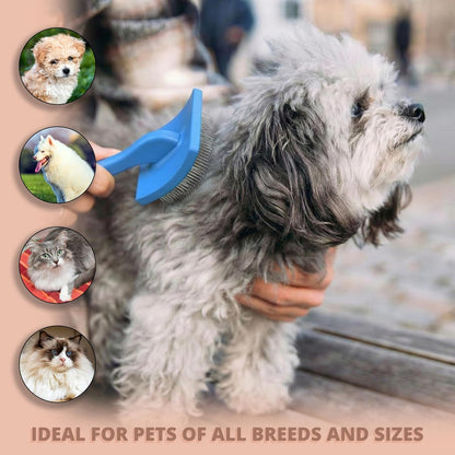 Slicker Brush for Dogs, Dog Brush for Shedding Massaging, Doodle Brush for Long Haired Dogs with Extra Long Pins to Effectively Remove Tangles, Knots and Mats (LARGE) (Blue, Large)