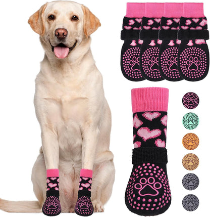 KOOLTAIL Dog Socks Shoes for Hot Pavement to Prevent Licking Paws, Winter Dog Boots&Paw Protector for Hardwood Floors Anti Slip,Traction Control Grip Booties for Small Medium Large Senior Dogs,Black M