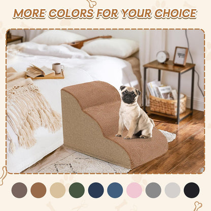 Romrol Dog Stairs Ramp for High Beds Couches, High Density Foam Pet Steps with Durable Non-Slip Waterproof Fabric Cover, Dog Stairs for Small Dogs or Cats or Pets, 5-Step, 22 Inch, Grey