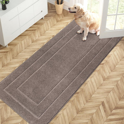PURRUGS Dirt Trapping Door Mat 32" x 47", Non-Slip/Skid Machine Washable Entryway Rug, Dog Doormat, Super Absorbent Welcome Mat for Muddy Wet Shoes and Paws, Grayish Brown
