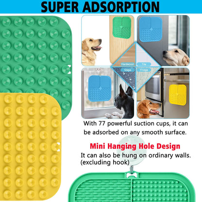 Lick Mat for Dogs, Dog Lick Mat with Suction Cups for Anxiety, Peanut Butter Dog Licking Mat Slow Feeder Dispensing Treater Lick Pad for Dogs Cats Grooming Bathing and Training (Grey)