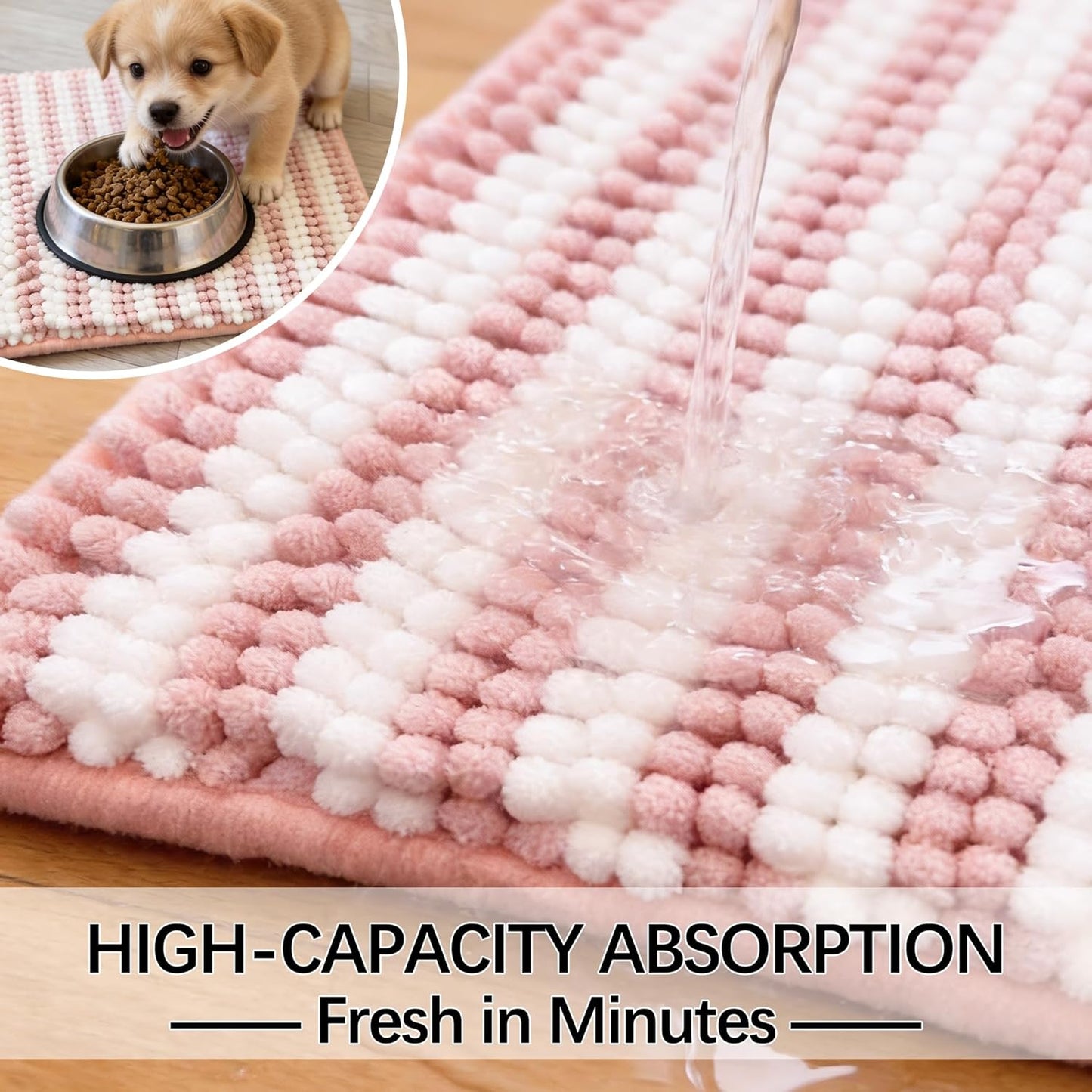 Dog Door Mat for Muddy Paws - Absorbent Quick-Dry Non-Slip Washable Chenille Pet Rug, Indoor Entryway Mat for Front Door & Crate (Brown, 24" L*16" W)