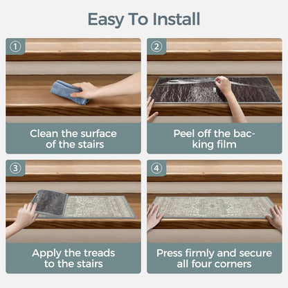 sarben Non Slip Stair Treads for Wooden Steps 15PCS - 8"x30" Indoor Safety Carpet, Edging Mats with TPE Adhesive Backing, Pet and Elderly Friendly Stair Rugs (Taupe) - Colors B