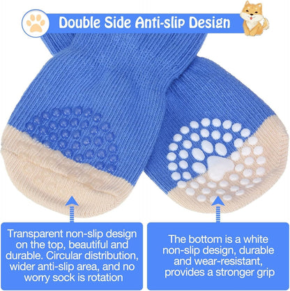 SCENEREAL 6Pcs Anti Slip Dog Socks to Prevent Licking Paws for Hot/Cold Pavement, Dog Grippy Socks for Hardwood Floors, Dog Shoes for Boots & Paw Protectors for Puppy Small Medium Large Senior Dogs