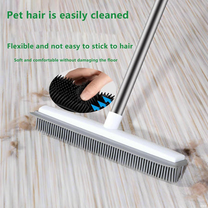 Pet Broom,Pet Hair Removal Broom, Rubber Carpet Broom Dog Hair Broom, Hair Broom for Carpet, Adjustable Handle Carpet Rake for Pet Hair Removal (Black)