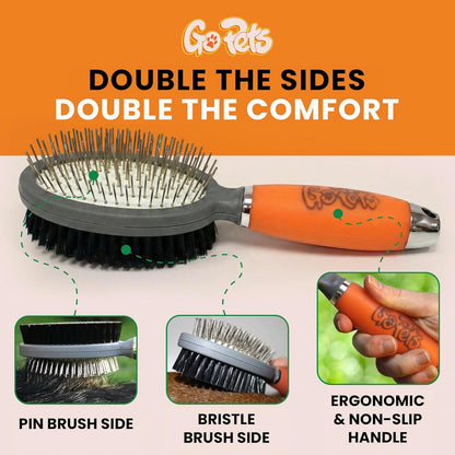 GoPets Small Pin Slicker Brush, Easy-Groom Pin Comb for Tangles & Shedding, Rounded Safety Tips, Dematting Brush for Short & Long Hair Cats, Dogs & Furry Pets, Ideal for Sensitive, Hard-to-Reach Areas