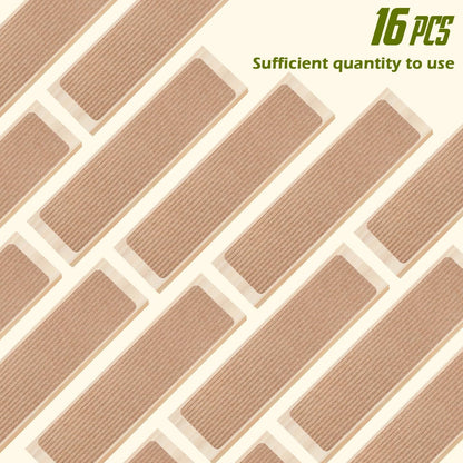 Stair Treads Non-Slip 16 Pack 8"x30" - Carpet Stair Runner for Indoor Wooden Steps with TPE Backing & Anti-Skid Surface, Reusable Adhesive Safety Rug for Kids/Elder/Pet-Friendly - Brown
