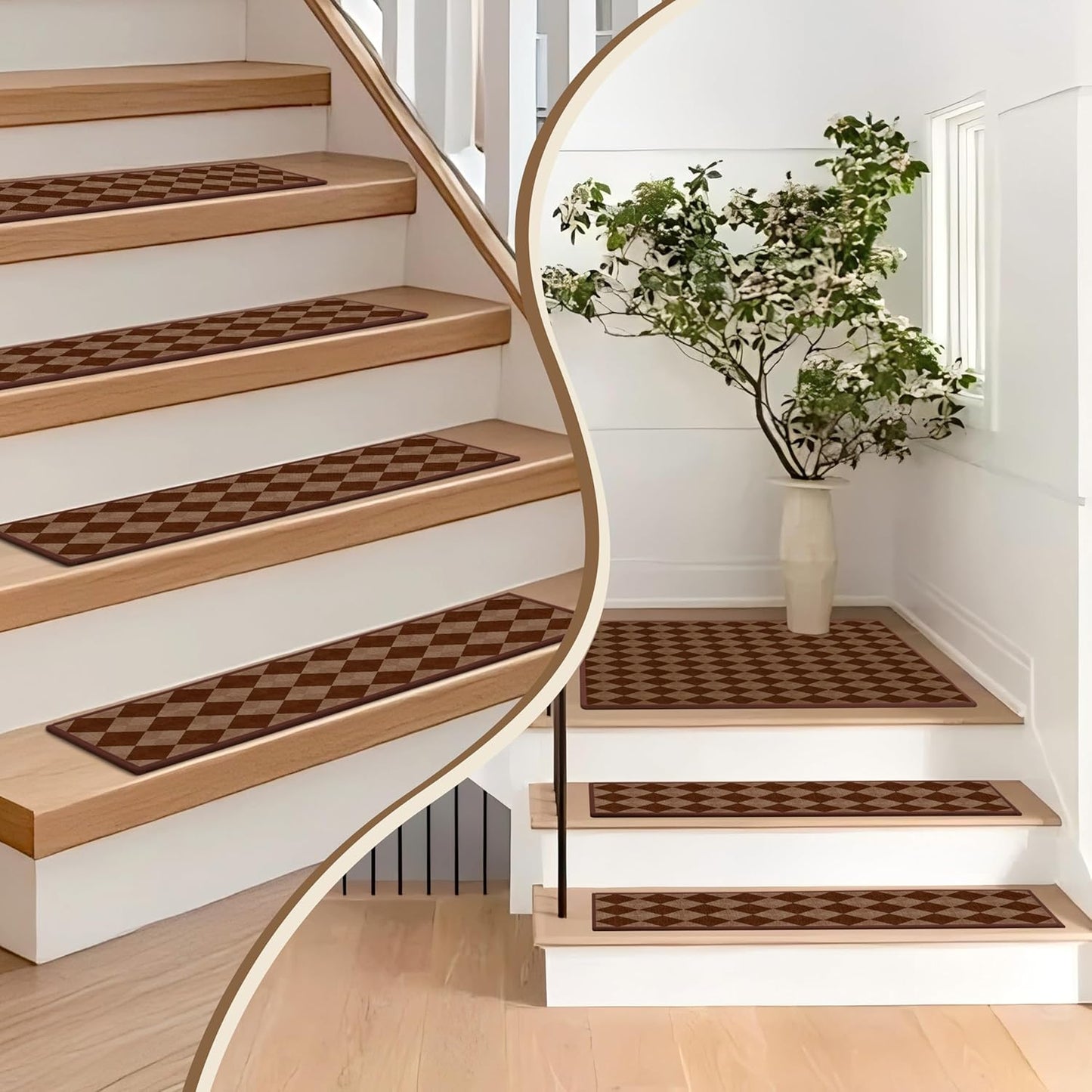 Non-Slip Stair Treads for Wooden Steps 15pcs,8"x30" Stair Carpet Treads for Indoor Use,Peel and Stick Stair Runners,Washable Reusable Adhesive Backing,Pet-Friendly Stair Capet for Kids,Elders,Dogs
