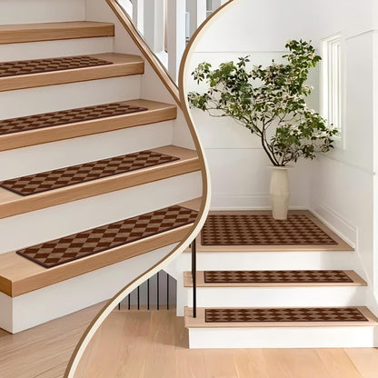 Non-Slip Stair Treads for Wooden Steps 15pcs,8"x30" Stair Carpet Treads for Indoor Use,Peel and Stick Stair Runners,Washable Reusable Adhesive Backing,Pet-Friendly Stair Capet for Kids,Elders,Dogs