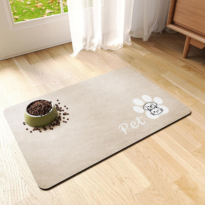 Dog Food Mat - Absorbent Cat Dog Bowl Mat for Food and Water, Quick Dry Pet Food Mats for Floors with Waterproof Rubber Backing, Puppy Cat Feeding Mats for Messy Drinkers,12"x20", Dark Grey
