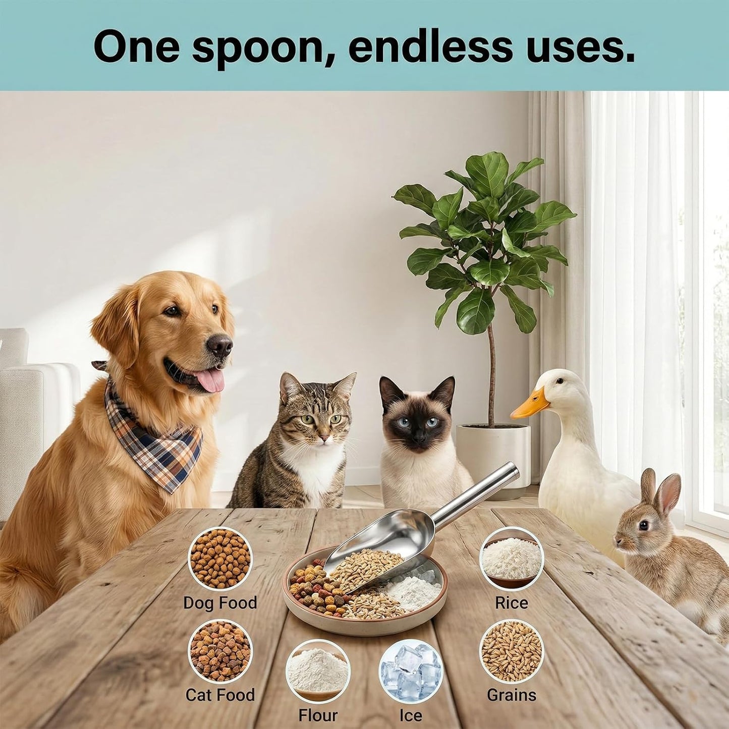 1 Cup Dog Food Scoop Stainless Steel Pet Food Scoop with Long Handle Thickened Precision Scale Cat Scoops Easy to Clean for Wet Dry Foods And Kitchen Use Dishwasher Safe