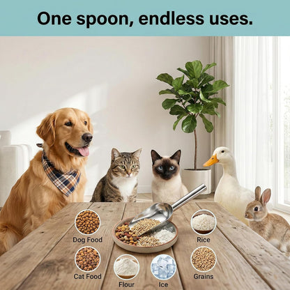 1 Cup Dog Food Scoop Stainless Steel Pet Food Scoop with Long Handle Thickened Precision Scale Cat Scoops Easy to Clean for Wet Dry Foods And Kitchen Use Dishwasher Safe