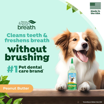 TropiClean Fresh Breath Dog Toothpaste for Teeth Cleaning, Breath Freshener, Easy Plaque & Tartar Remover Gel, No Toothbrush Needed, Peanut Butter, 2oz.