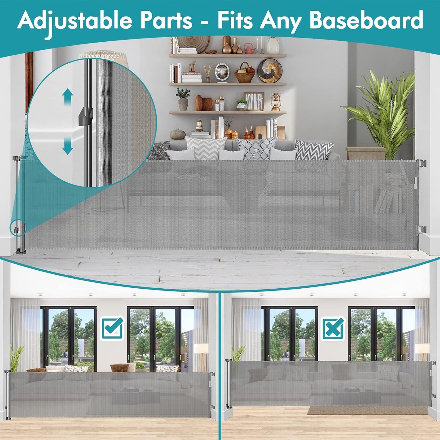 Extra Wide Baby Gate for Large Openings Retractable Baby Gates Indoor Outdoor Extra Long Dog Gate for Doorway Stair Gates for Kids or Pets Extra Large Dog Gate for Stairs