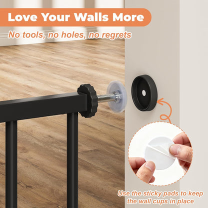 Baby Gate No Drilling, 29"-40" Auto Close Dog Gate Indoor for Doorways & Stairs, Pressure Mounted Adjustable Pet Gate, Easy Walk Through Child Gate for Children & Pets Stroller Friendly, White