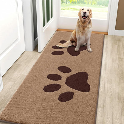 Smiry Dog Door Mat for Muddy Paws, Absorbs Moisture and Dirt, Low-Profile Entryway Mat with Non-Slip Backing, Entry Indoor Outdoor Doormat for Inside Floor (30x20 Inches, Grey, Striped)