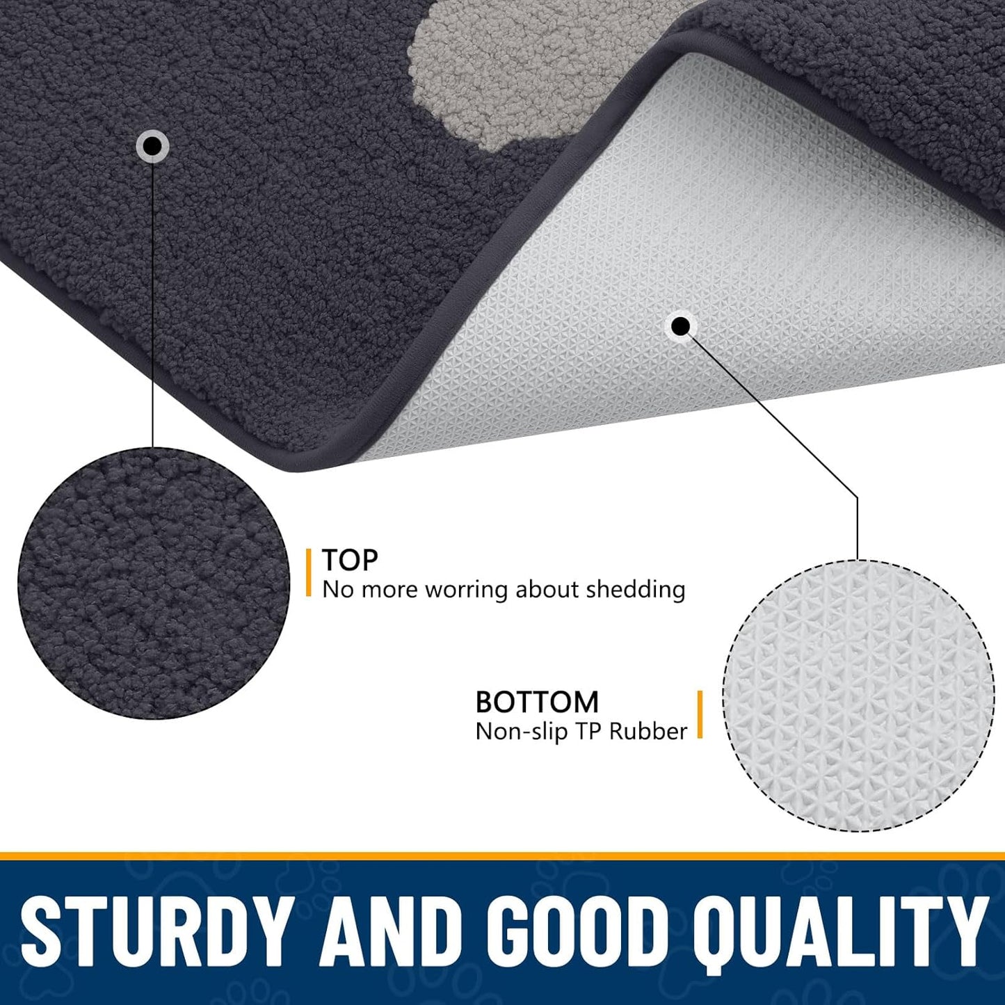 Smiry Dog Door Mat for Muddy Paws, Absorbs Moisture and Dirt, Low-Profile Entryway Mat with Non-Slip Backing, Entry Indoor Outdoor Doormat for Inside Floor (30x20 Inches, Grey, Striped)