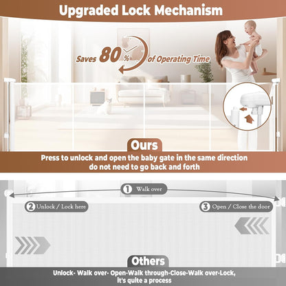236" Retractable Baby Gate Extra Wide, 41" Tall Retractable Dog Gate for Stairs, Doorways, Decks, Mesh Gate Long Child Gate Pet Gate for Indoor, Outdoor, with Reinforced Mesh Rods, Dual Locks