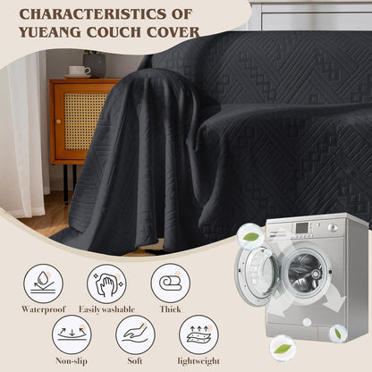 Waterproof Couch Cover, Reversible, Pet-Friendly, Washable and Anti-Slip Couch Covers for Sofa Protection with 3 Cushions, Sofa Slipcovers for Dogs and Cats (71×118in/Brown)