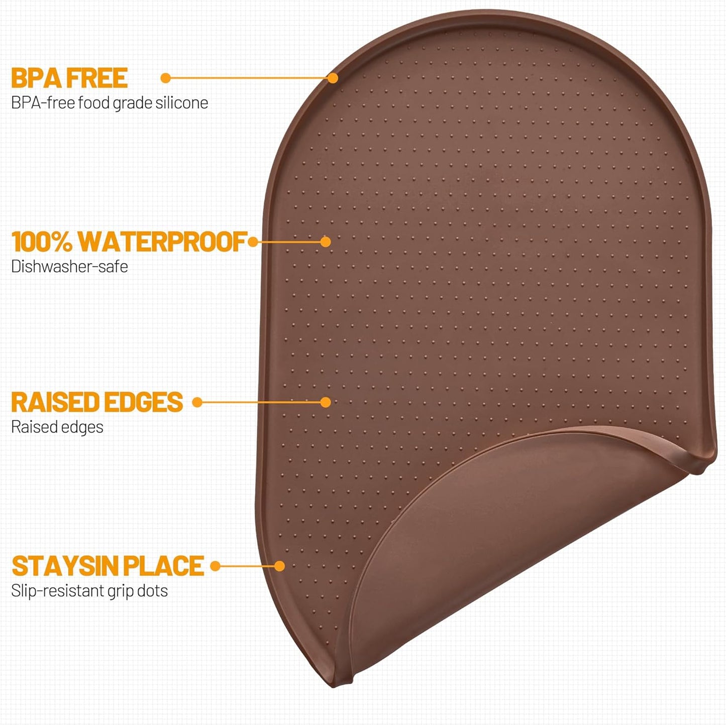 Hubulk 100% Waterproof Silicone Pet Feeding Mat with Raised Edge for Food and Water, Dog Bowl Mats, Cat Bowls Placemat with High Lip Protects Floor for Cats and Dogs (Gray, 19" L x 12" W)