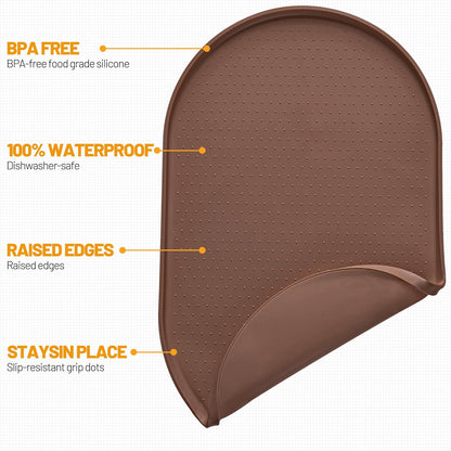 Hubulk 100% Waterproof Silicone Pet Feeding Mat with Raised Edge for Food and Water, Dog Bowl Mats, Cat Bowls Placemat with High Lip Protects Floor for Cats and Dogs (Gray, 19" L x 12" W)